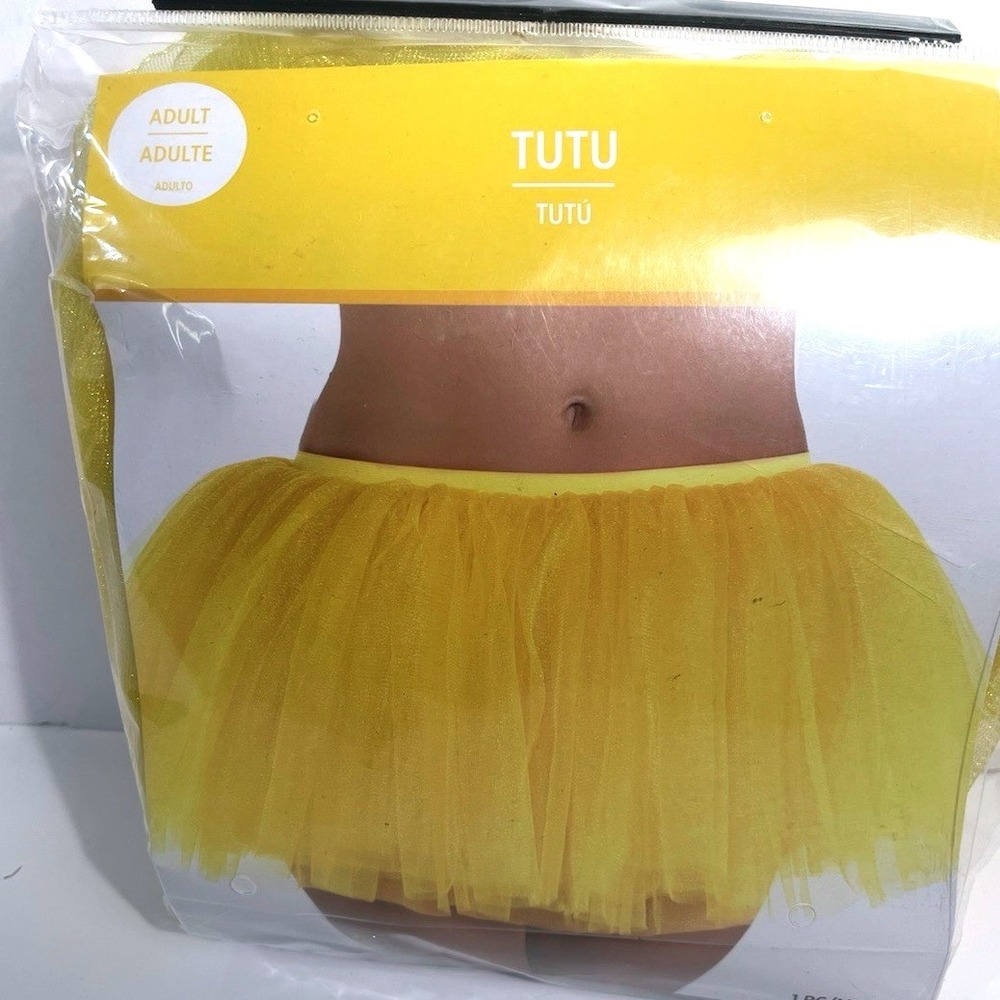 NWT Womens Yellow Tutu Skirt Adult One Size Halloween Costume Ballet Fairy - Picture 2 of 5